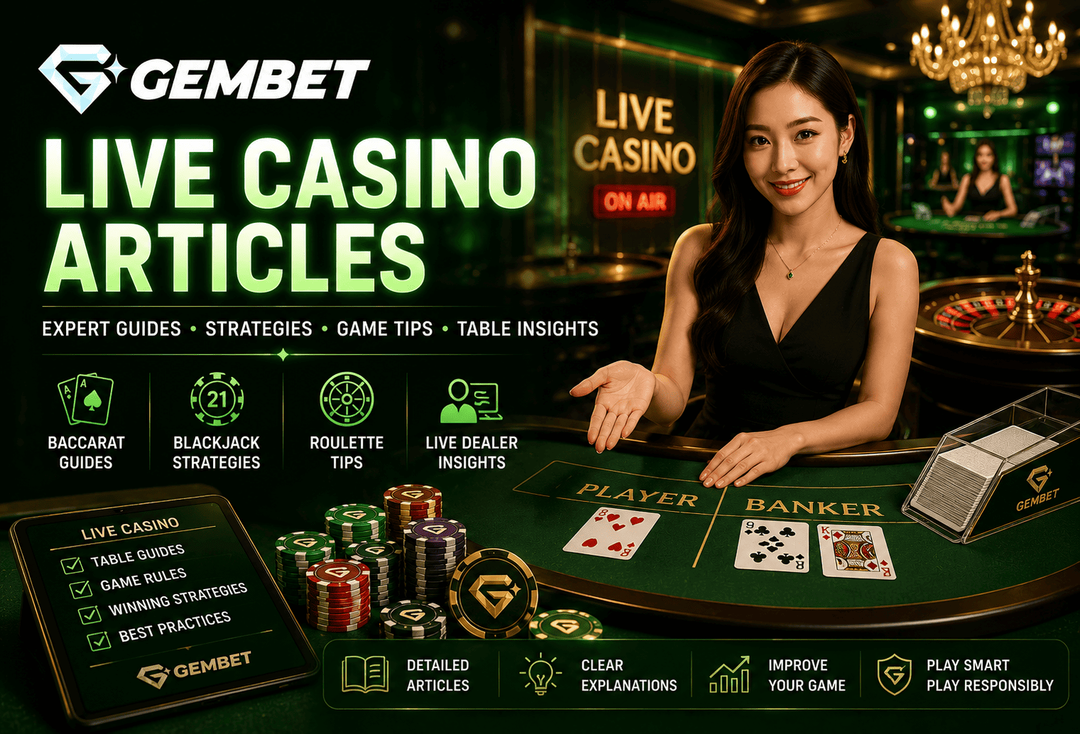 Live casino articles covering baccarat, blackjack and roulette